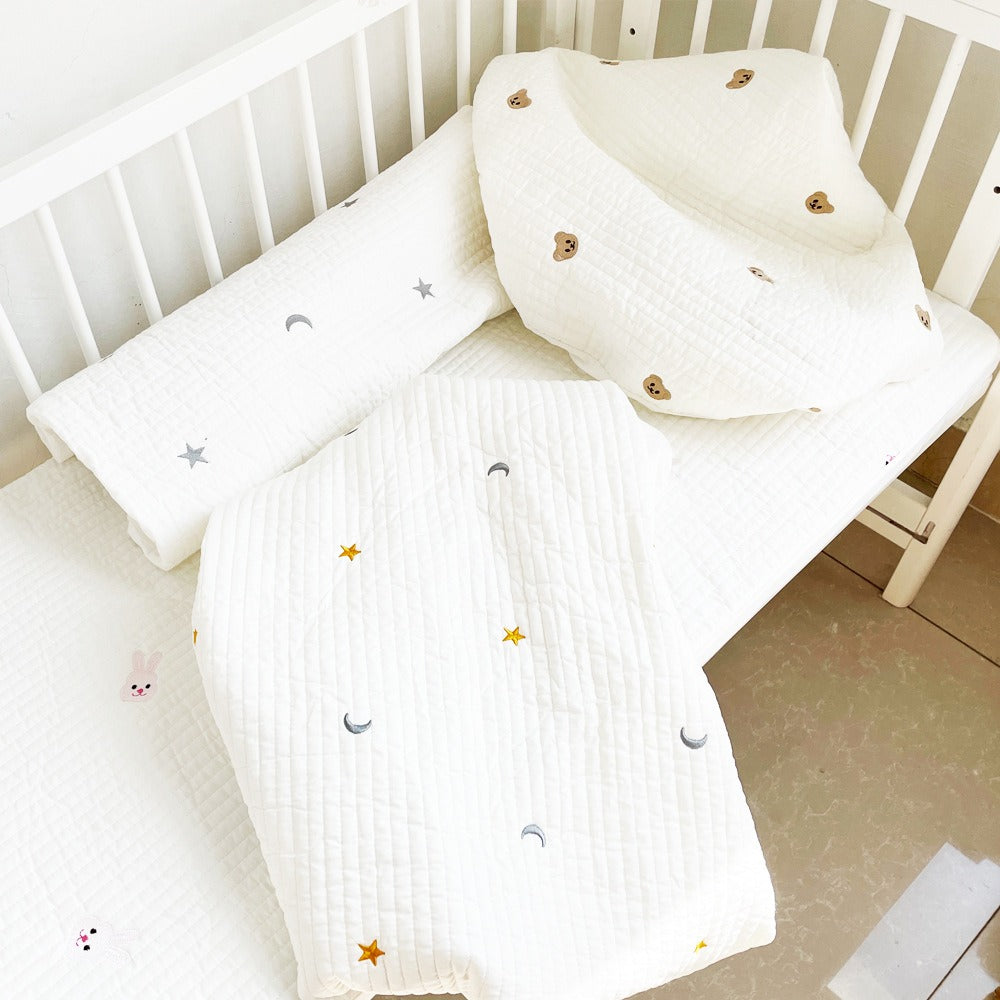 Cotton Quilted Embroidered Baby Fitted Sheet
