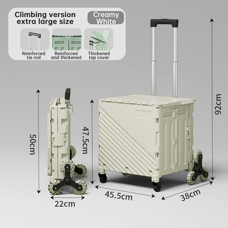 Folding Utility Cart with Lid | Rolling Storage Wagon for Shopping, Travel & Outdoors