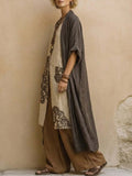 Embroidered Robe & Wide-Leg Pants Set
