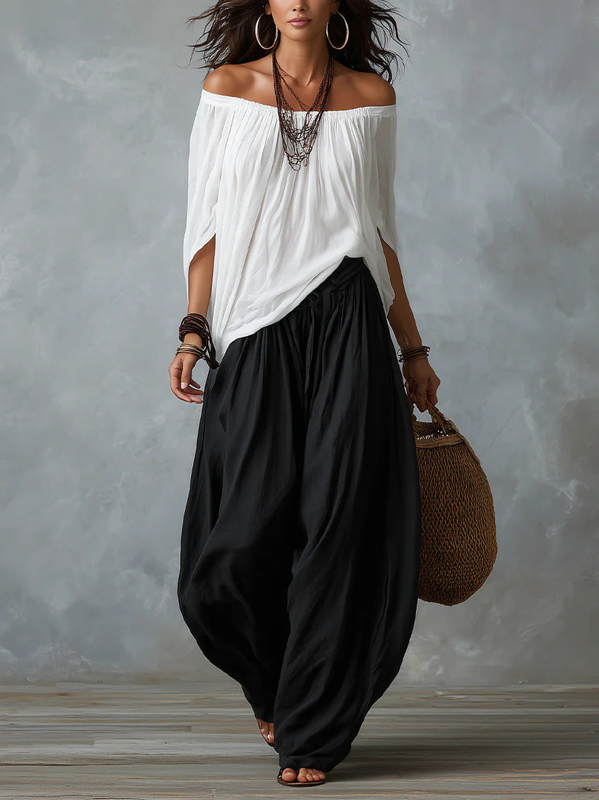One-Shoulder Top & Wide-Leg Pants Set