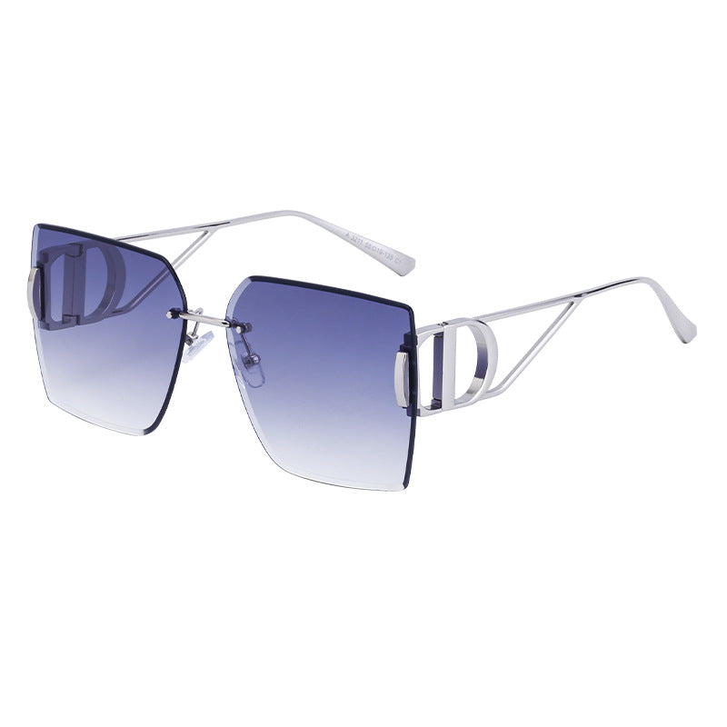 Oversized Rimless Diamond-Cut Sunglasses