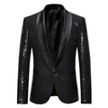 Black Sequin Shawl-Collar Blazer