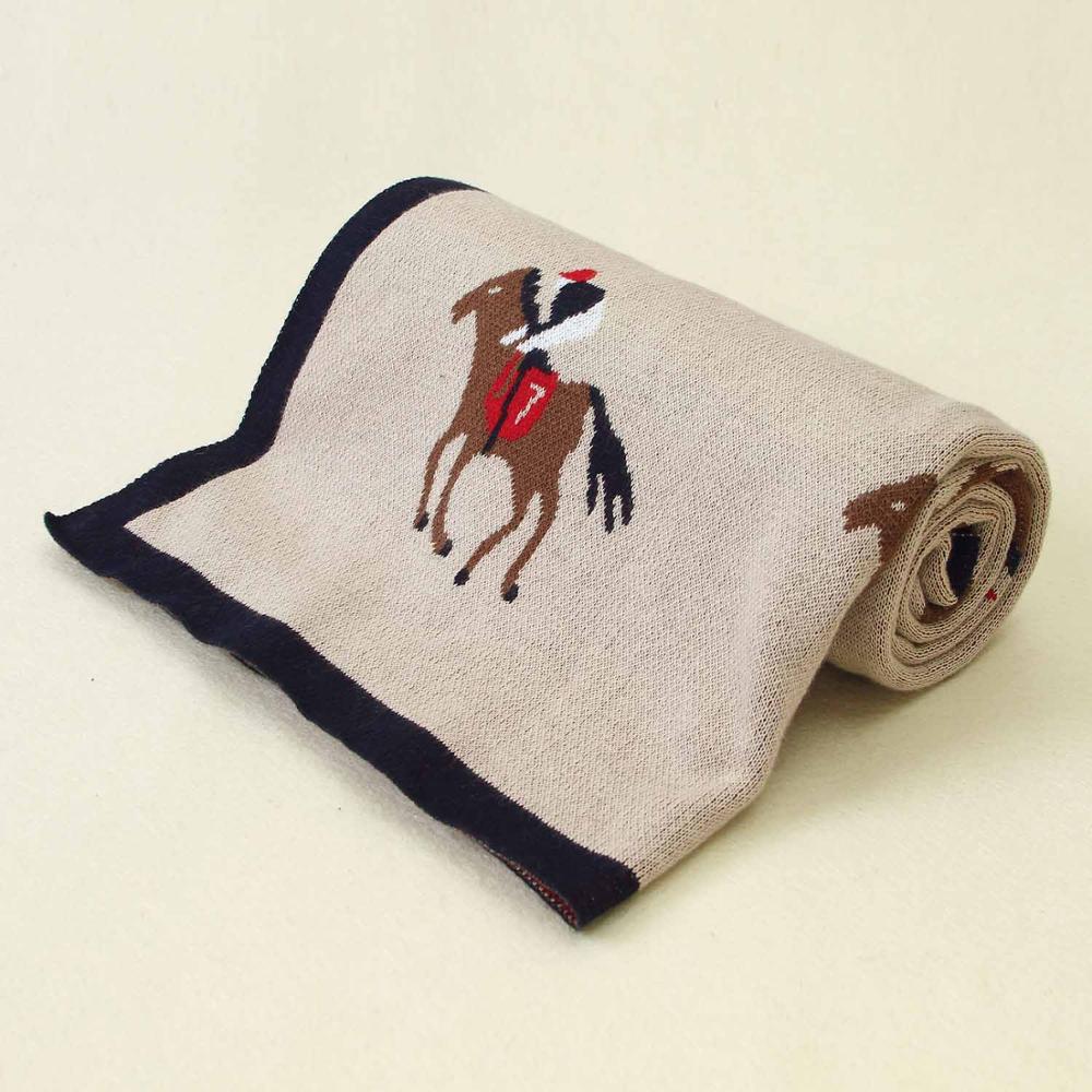 Knitted Cartoon Print Baby Blanket