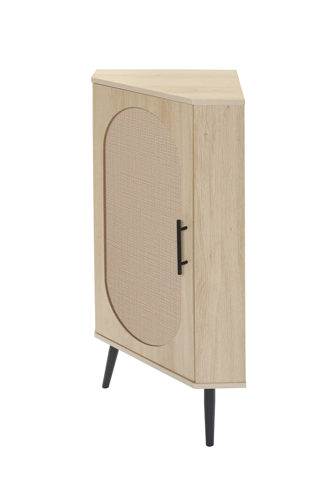 Rattan Door Freestanding Corner Cabinet