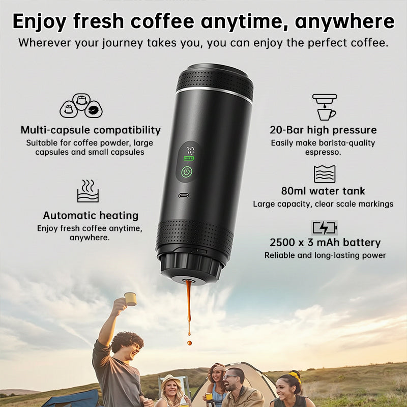 Portable Espresso Machine | Digital Display | 3-in-1 Capsule & Ground Coffee Maker