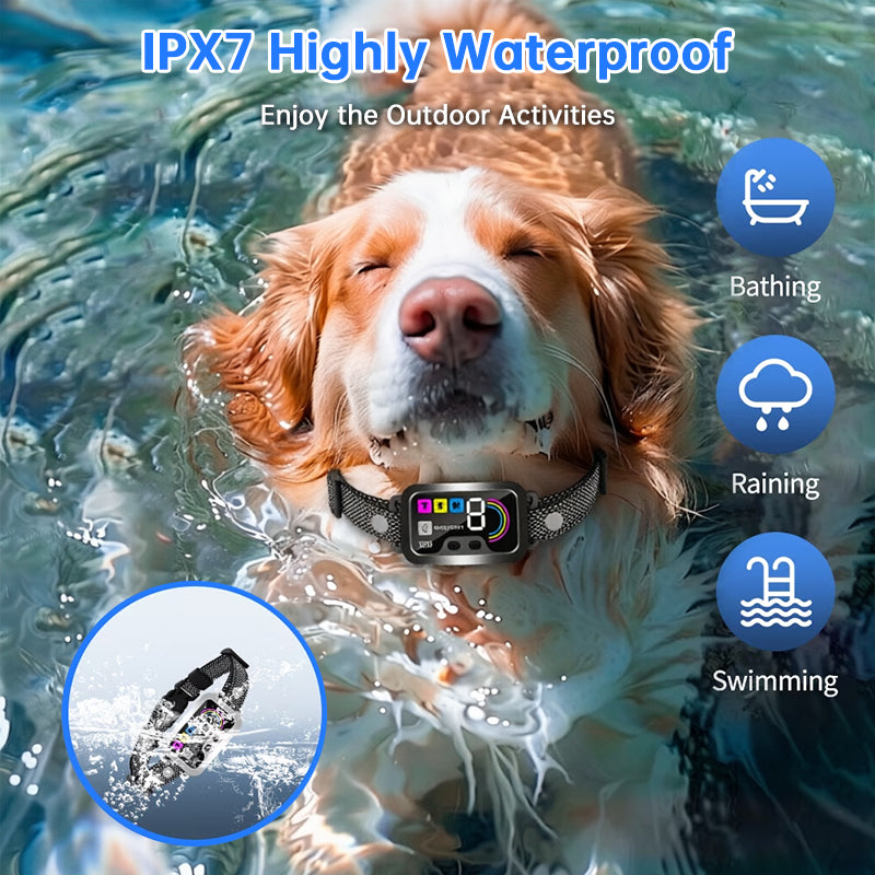 Smart Dog Bark Control Collar | Color Screen, 8-Level Sensitivity, IP67 Waterproof