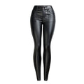 Women's Black Faux Leather Fleece-Lined Pants