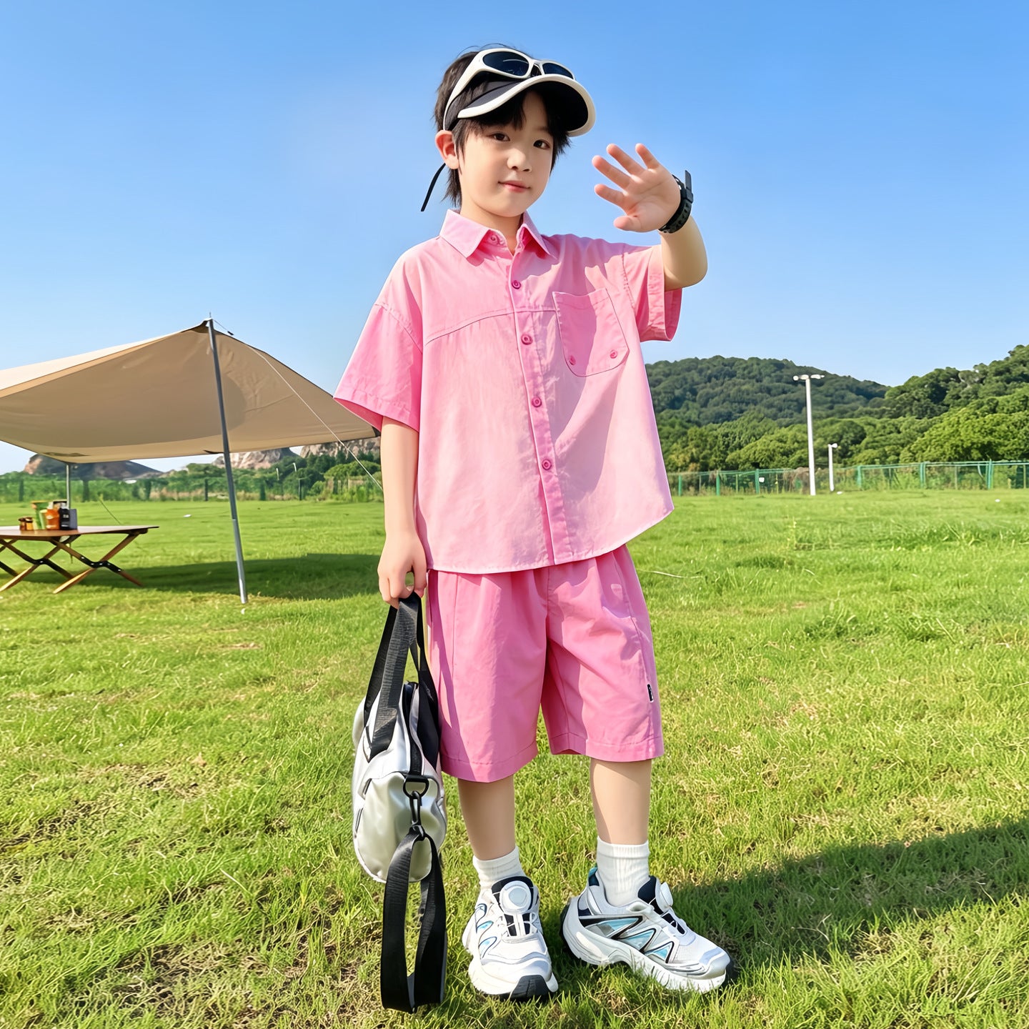 Boy's Shirt Set Short Sleeve Two-Piece