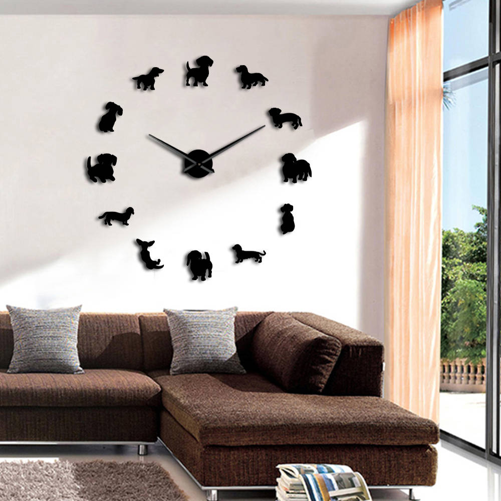 Dachshund Mirror-Effect Wall Clock