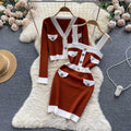 Button Cardigan & Cami Dress Knit Set