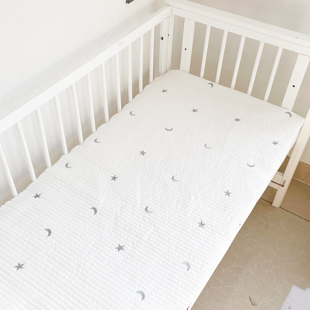 Cotton Quilted Embroidered Baby Fitted Sheet