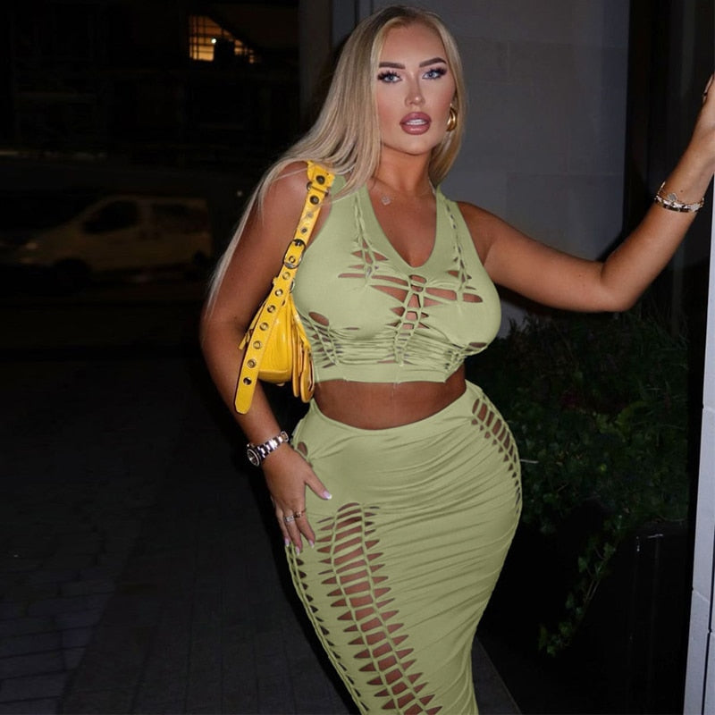 Crop Tank & Long Skirt Two-Piece Set