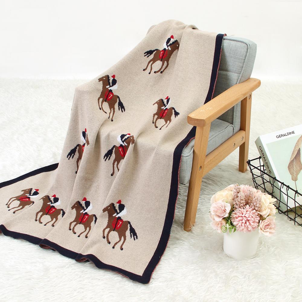 Knitted Cartoon Print Baby Blanket - detail view