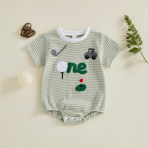 Baby Striped Embroidered Romper - alternate view