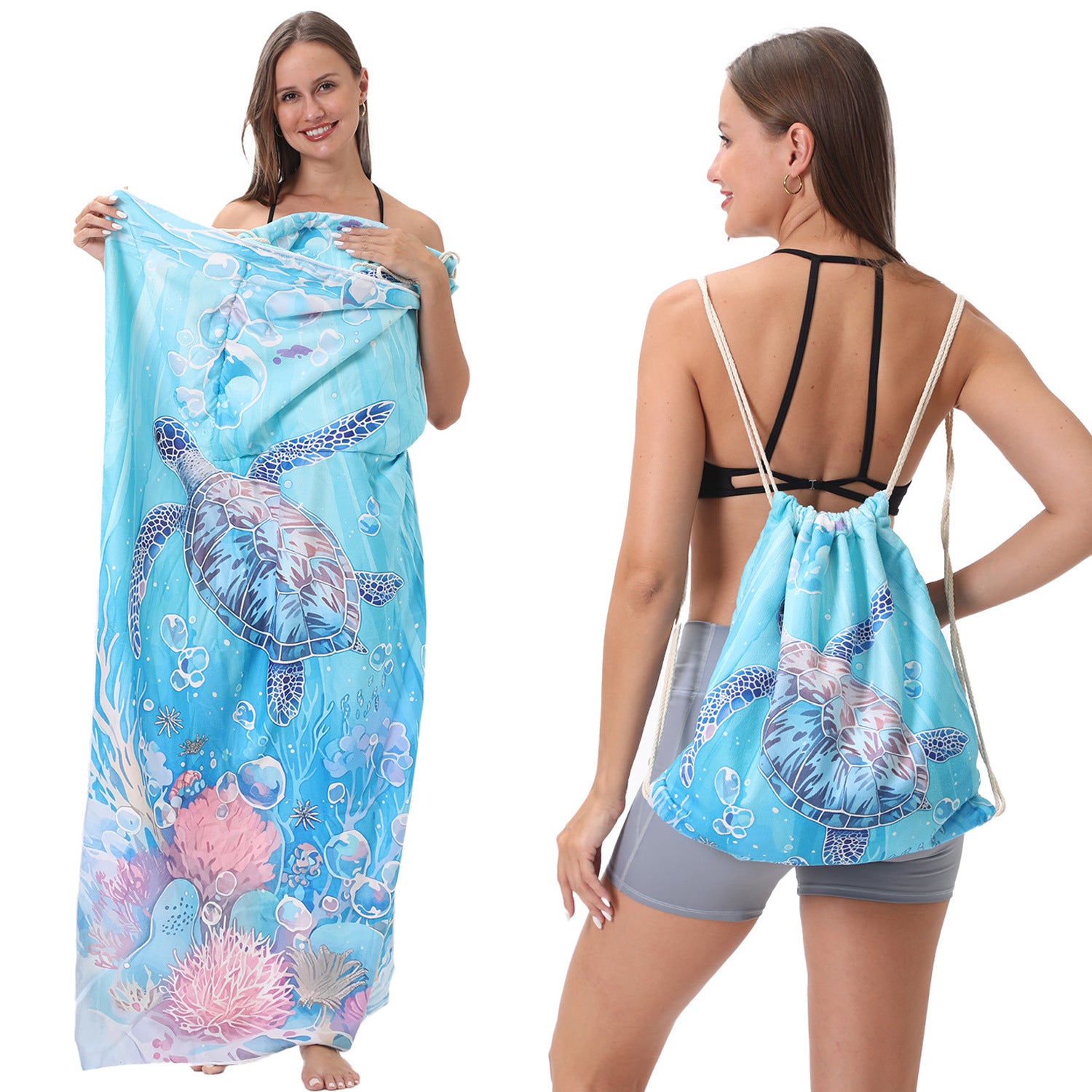 Foldable Two-in-One Beach & Bath Towel