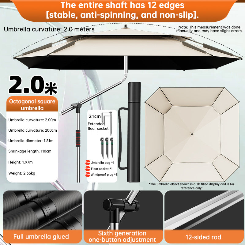 Octagonal Fishing & Beach Umbrella