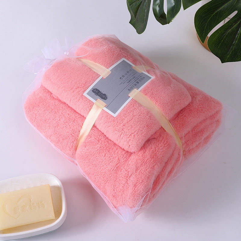Coral Velvet Bath Towel Set
