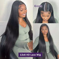 13x4/13x6 HD Lace Frontal Wig – Straight Human Hair, 250% Density, up to 42"