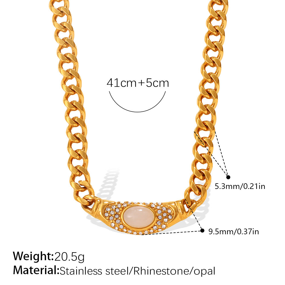 Cat's Eye Stone Geometric Choker