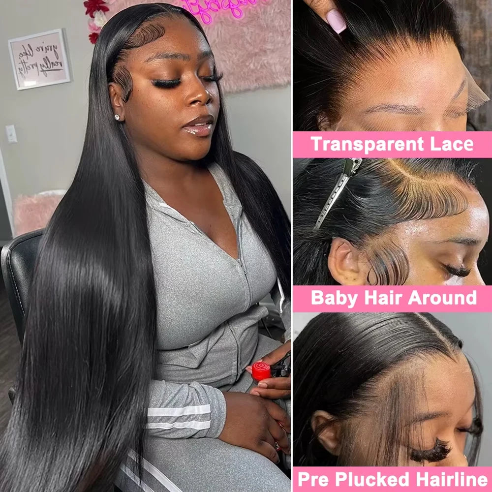 HD Lace Frontal Wig, Straight Human Hair - detail view