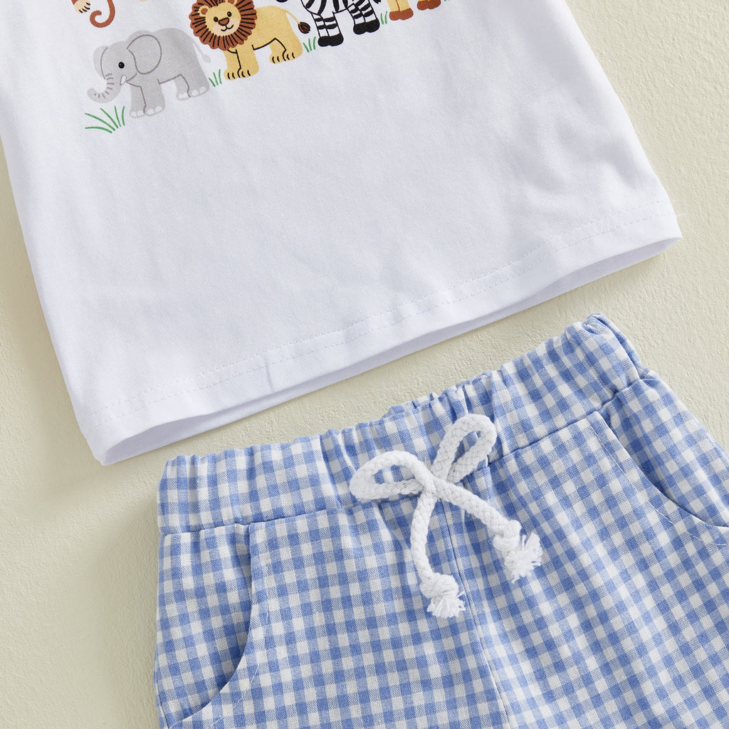 Boys' Animal Print Checkered Two-Piece Set - detail view
