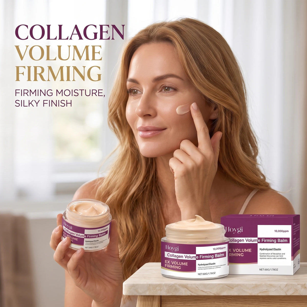 Hoygi Calcium Collagen Firming Face Cream Skin Tightening Deep Moisturizing Smooth Texture Soften Skin Reduce Fine Lines Brighten Complexion Anti Aging Facial Balm