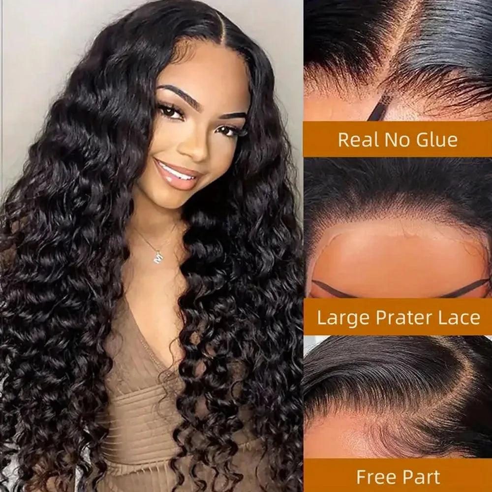 Glueless Deep Curly Wave Wig, 250% Density - alternate view