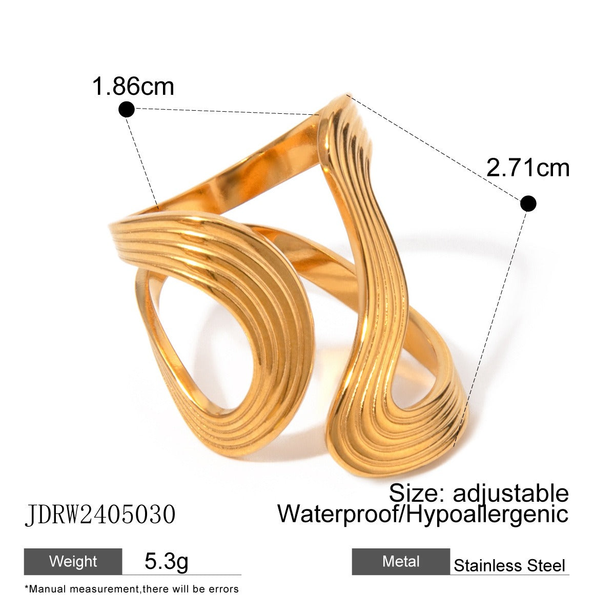 Stainless Steel S-Curve Open Ring