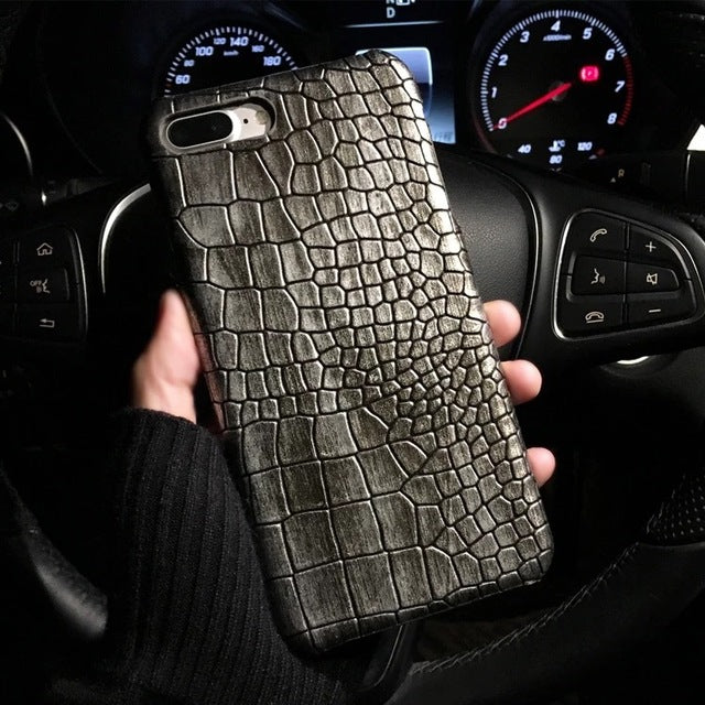 3D Crocodile-Pattern Leather Phone Case