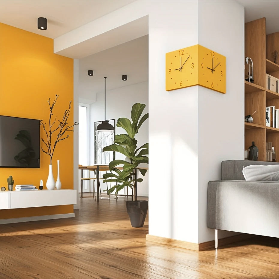 Nordic Dual-Glow Corner Clock | Silent LED Wall Clock | Modern Minimalist Home Decor