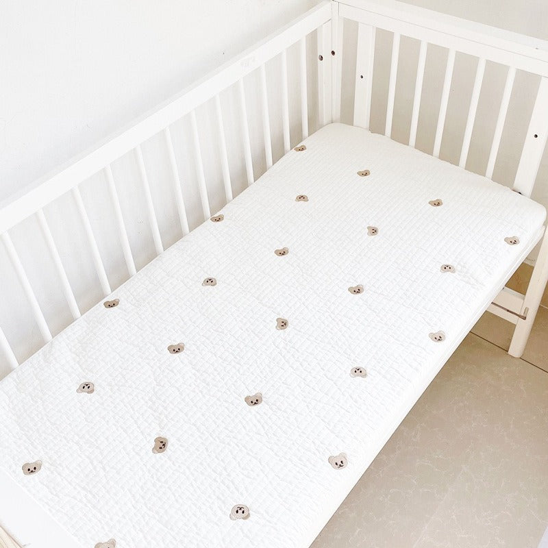 Cotton Quilted Embroidered Baby Fitted Sheet