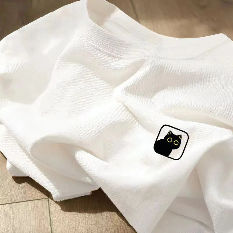 Round Neck Loose-Fit Cotton T-Shirt