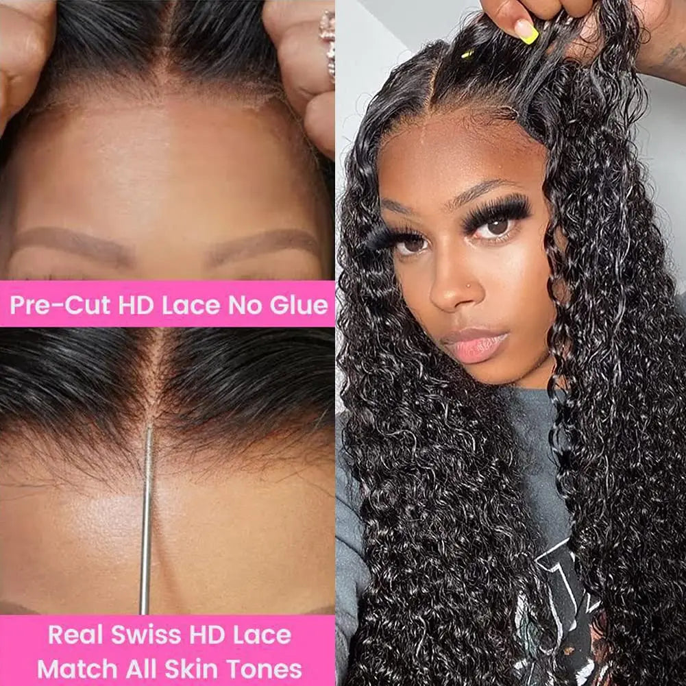 Wear & Go Glueless Wig, Deep Wave Human Hair - detail view
