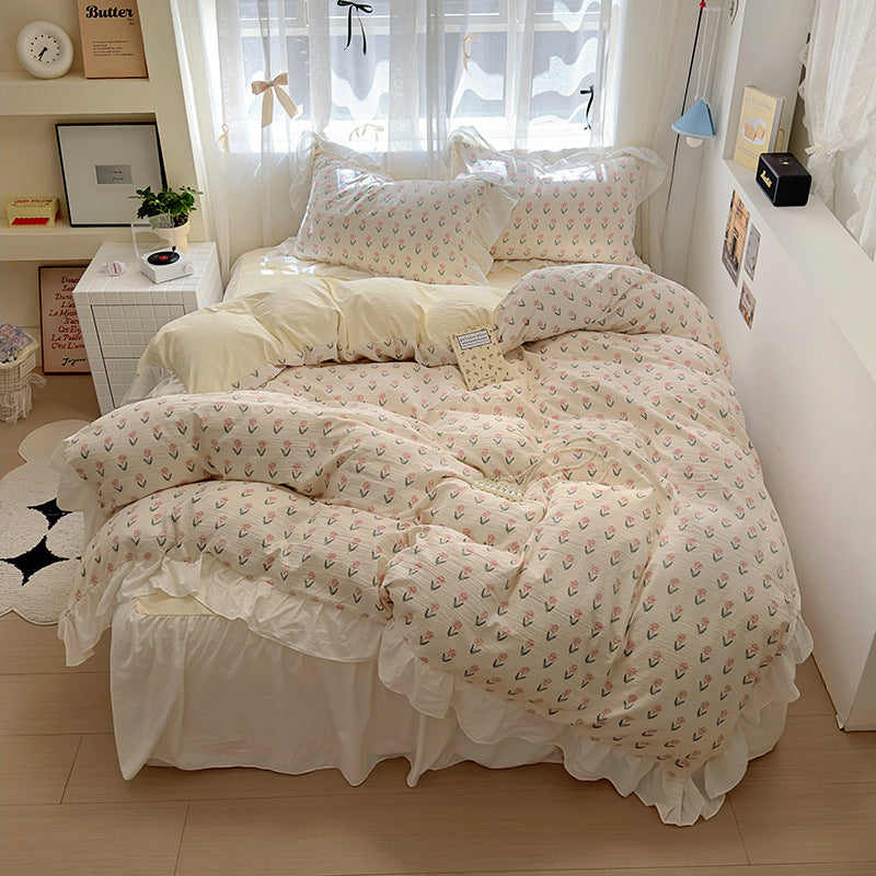 French Lace Washed-Cotton Bedding Set - alternate view