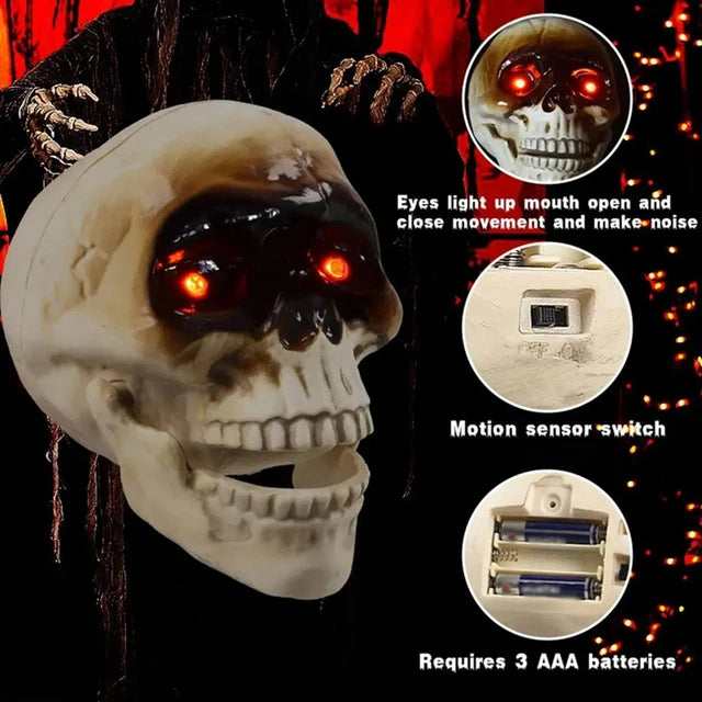 Motion-Sensor Skull Head Halloween Decor - alternate view