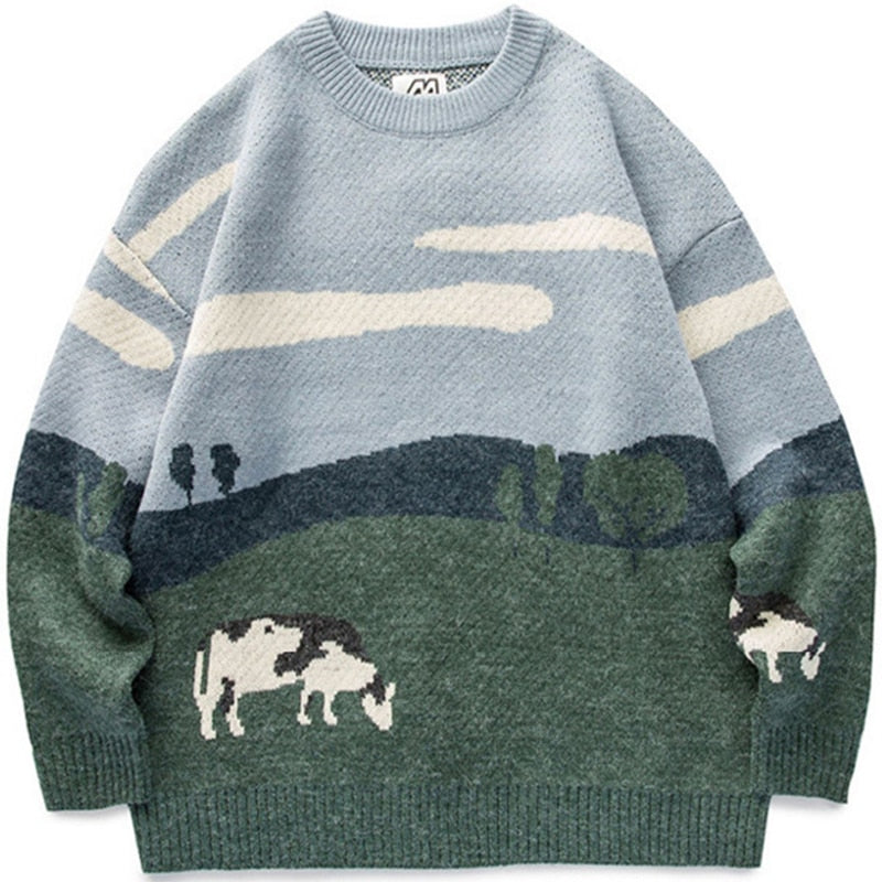 Vintage Knit O-Neck Pullover Sweater - alternate view