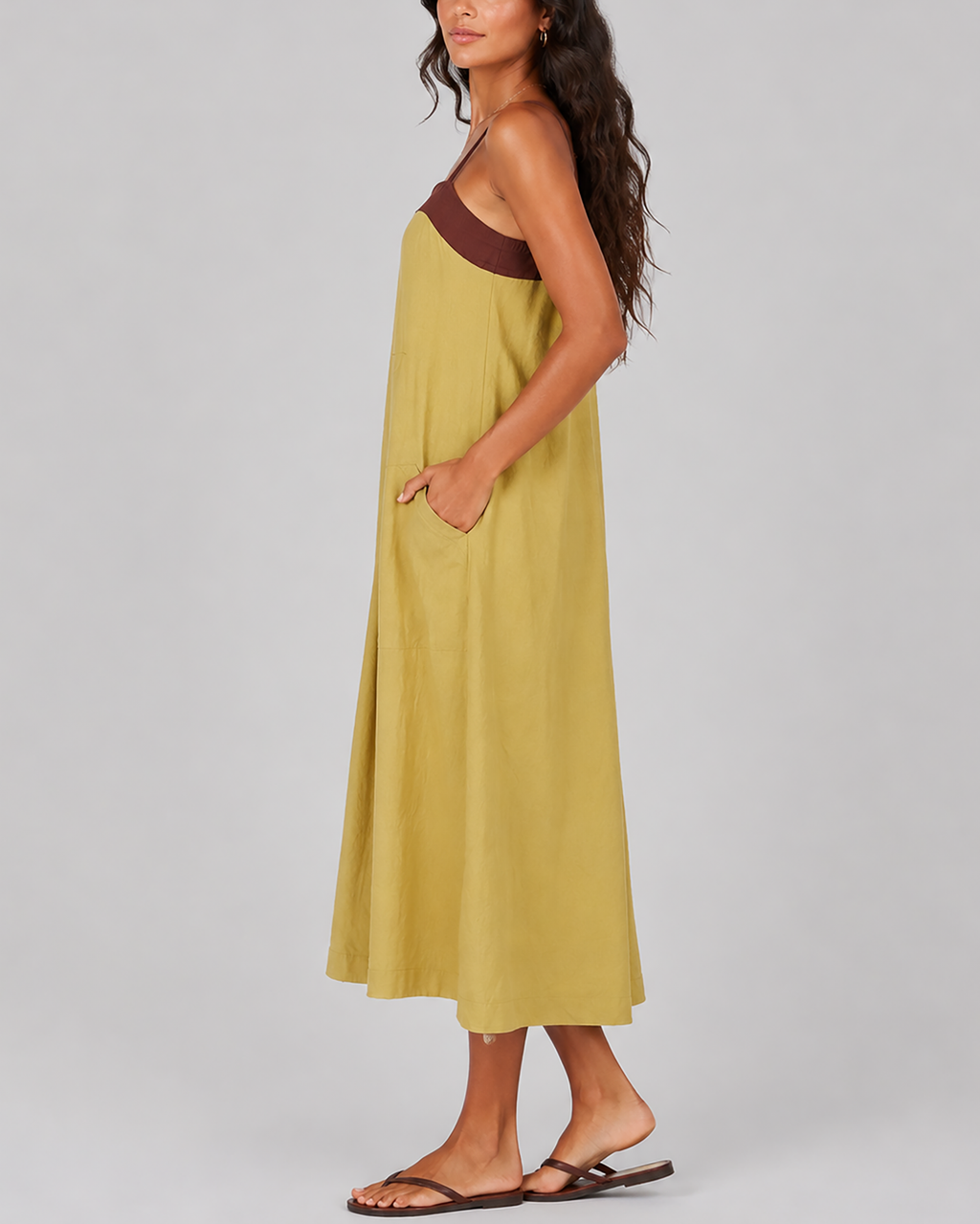 Color-Blocked Spaghetti Strap Maxi Dress - detail view