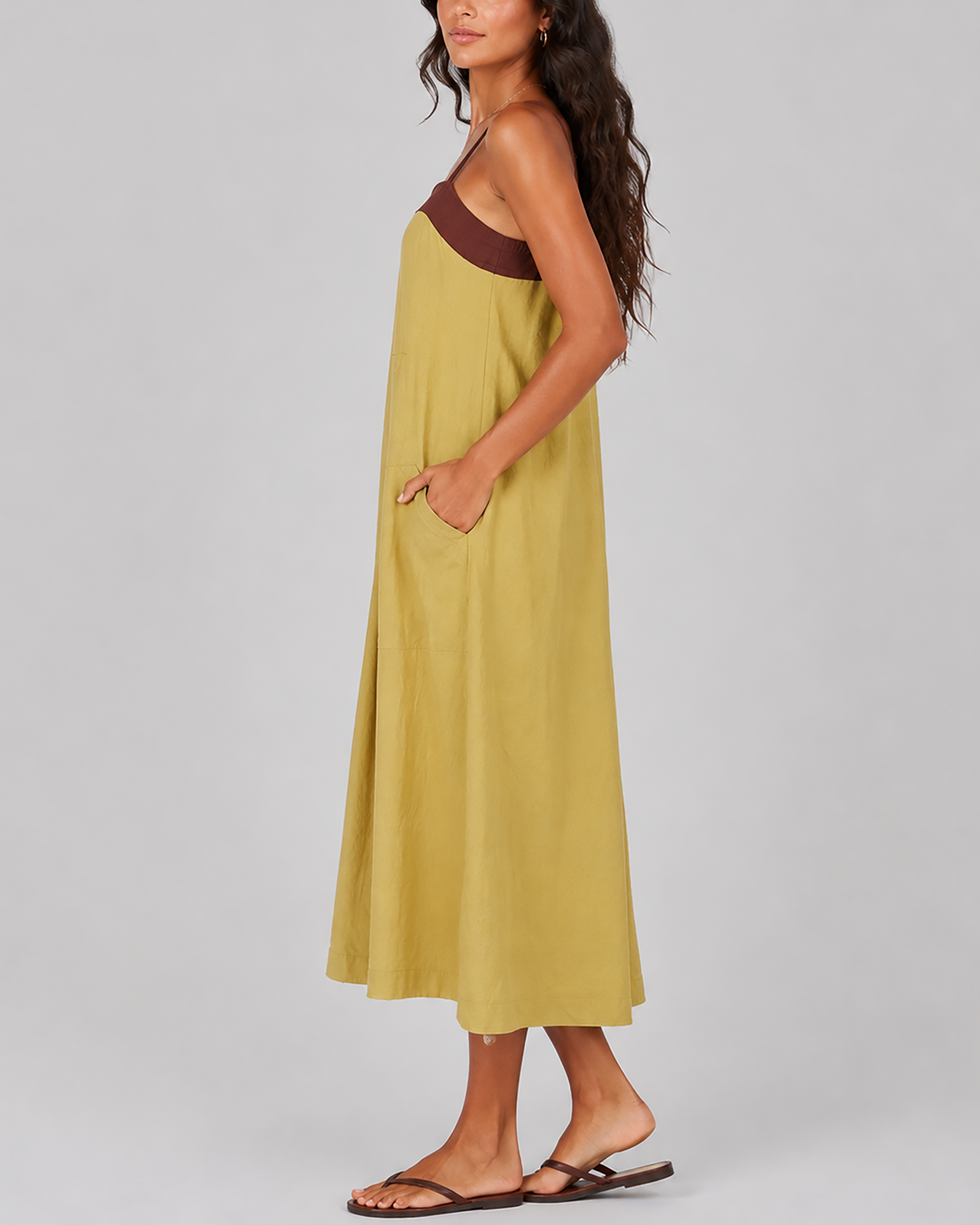 Color-Blocked Spaghetti Strap Maxi Dress - detail view