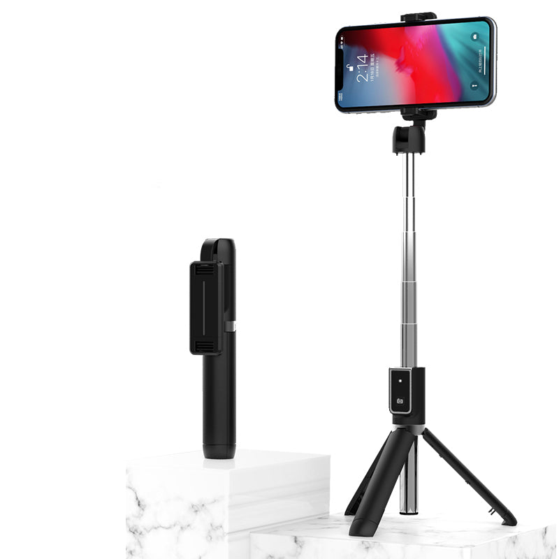 Integrated Bluetooth Selfie Stick Tripod - detail view