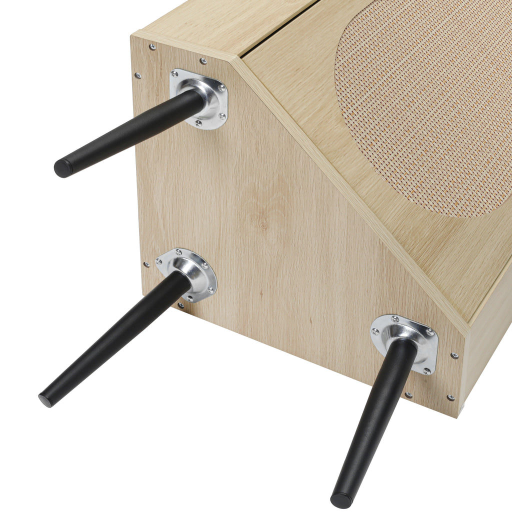 Rattan Door Freestanding Corner Cabinet