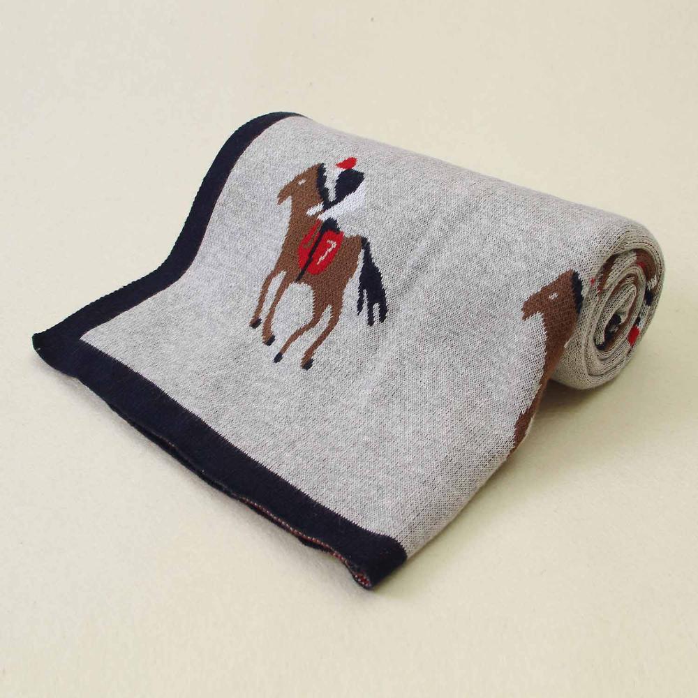 Knitted Cartoon Print Baby Blanket