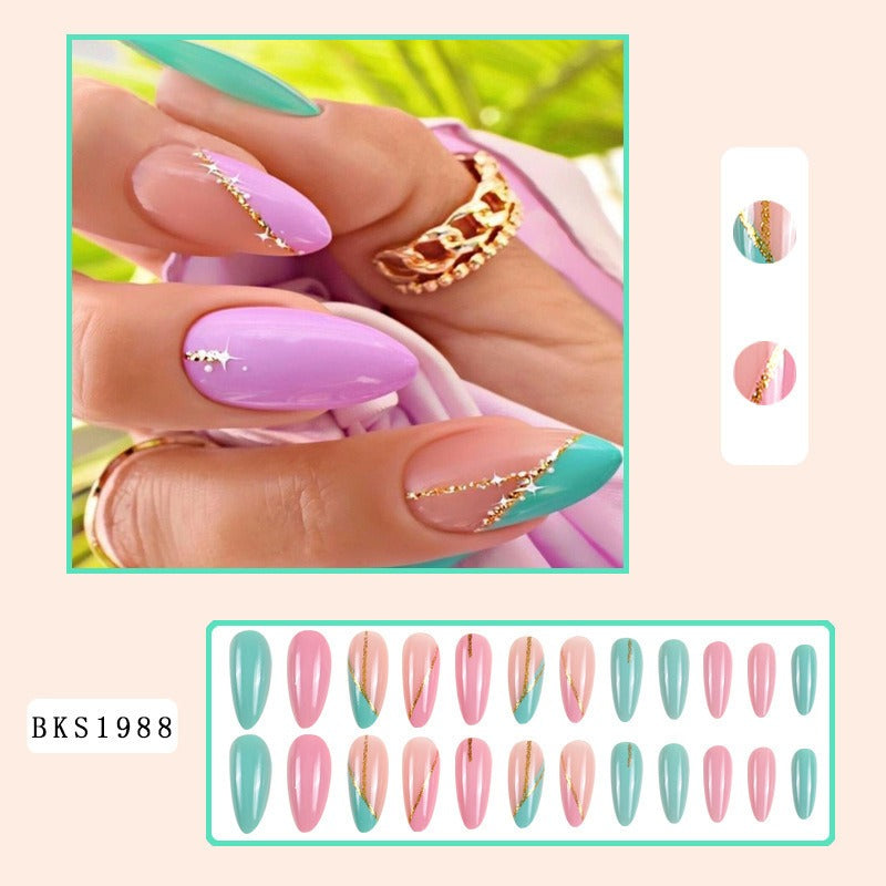 Almond Press-On Nail Art Set