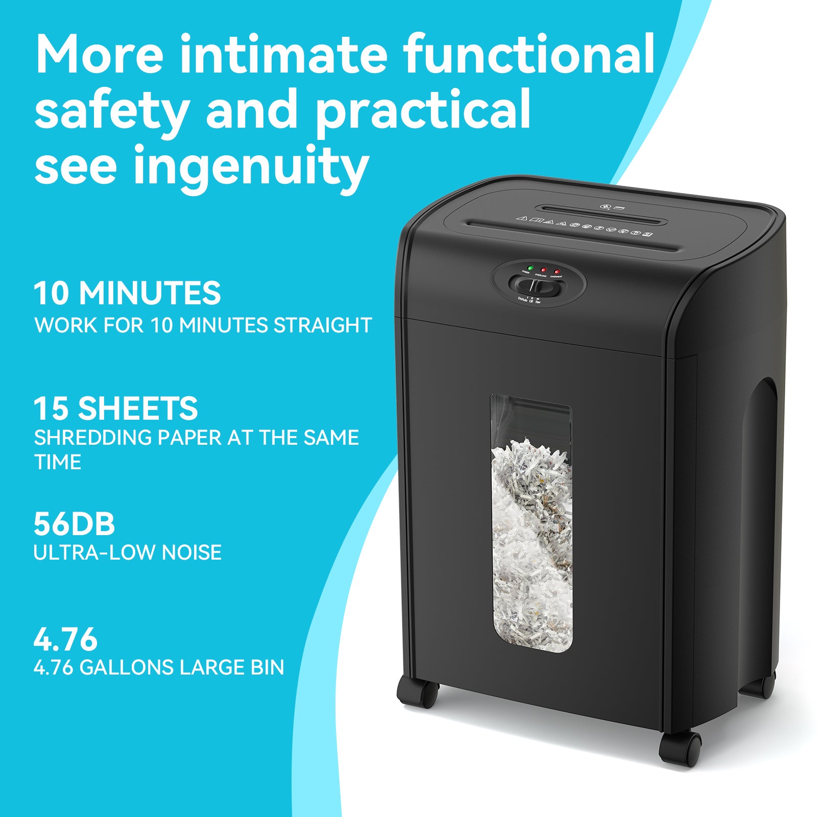 Heavy-Duty 15-Sheet Cross-Cut Paper Shredder