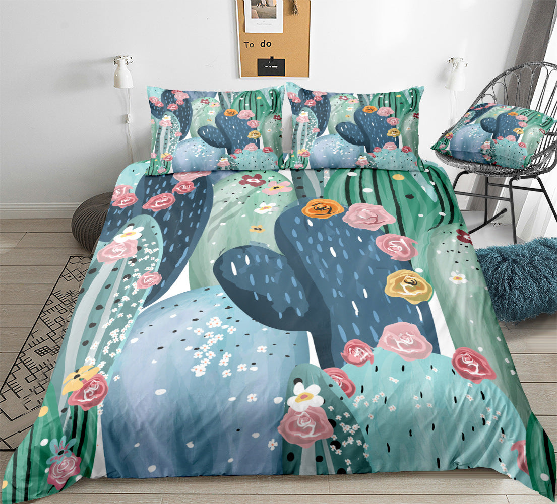 Cactus Succulent Print Bed Sheet Set