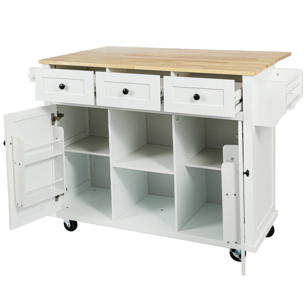 Rubber Wood Kitchen Trolley, White