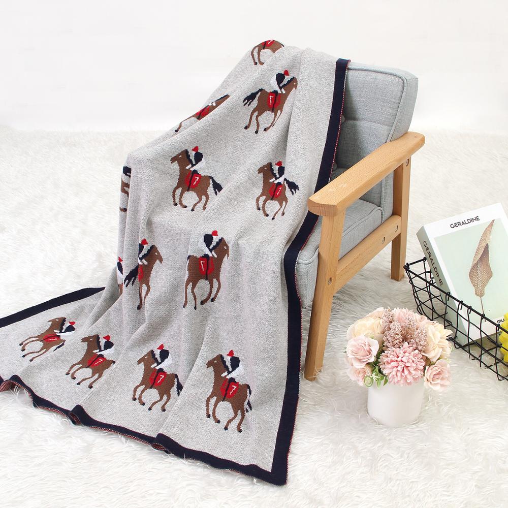 Knitted Cartoon Print Baby Blanket