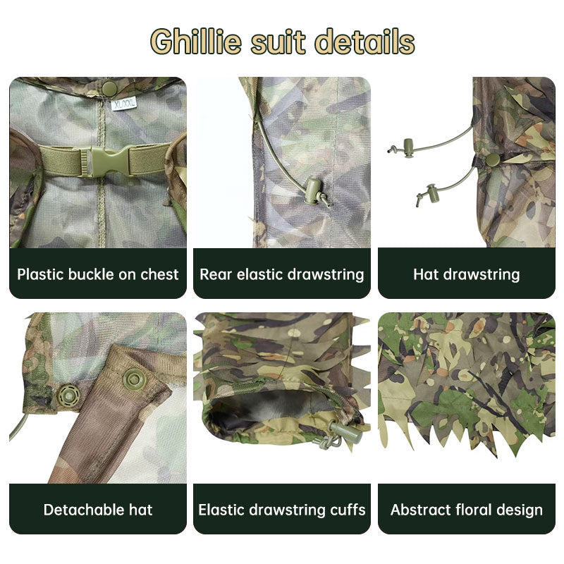 Tactical 3D Leafy Ghillie Suit with Hat