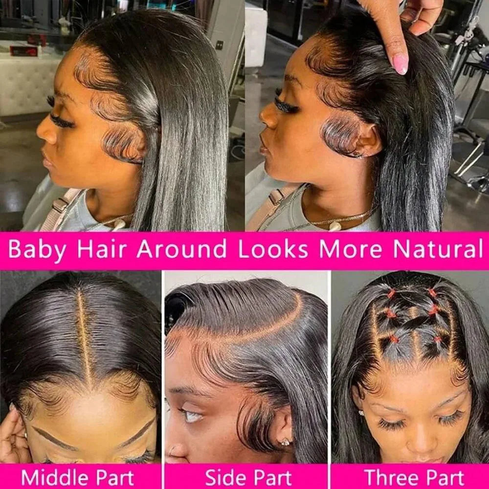 HD Full Frontal Wig, Straight with Bleached Knots - detail view