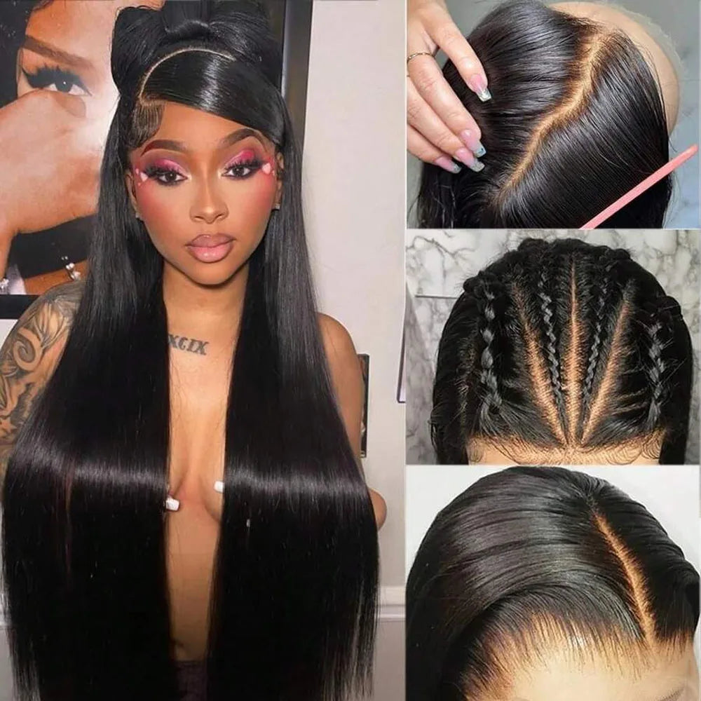 13x4 HD Full Frontal Wig – Straight Human Hair, Bleached Knots, 250% Density, up to 42"