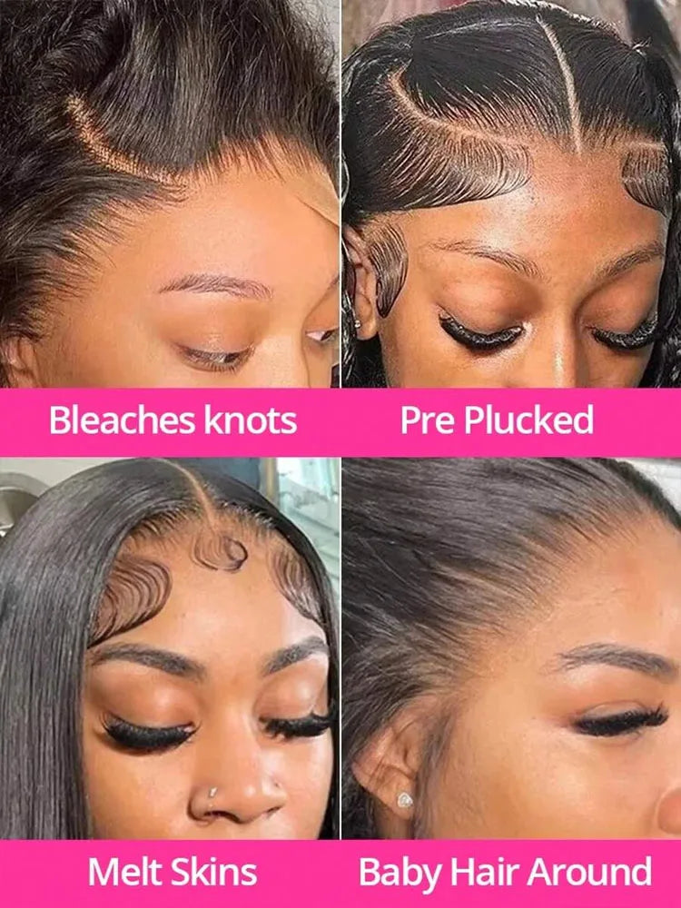 HD Full Frontal Wig, Straight with Bleached Knots - alternate view